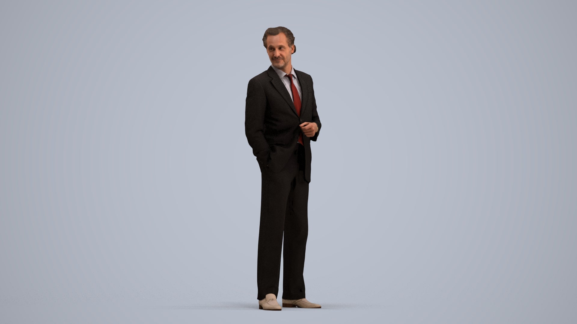 3D scanned man business, photorealistic archviz people for Enscape and SketchUp, standing pose render