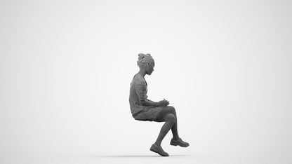 photogrammetry 3D woman business, realistic human model archviz FBX, wireframe side view