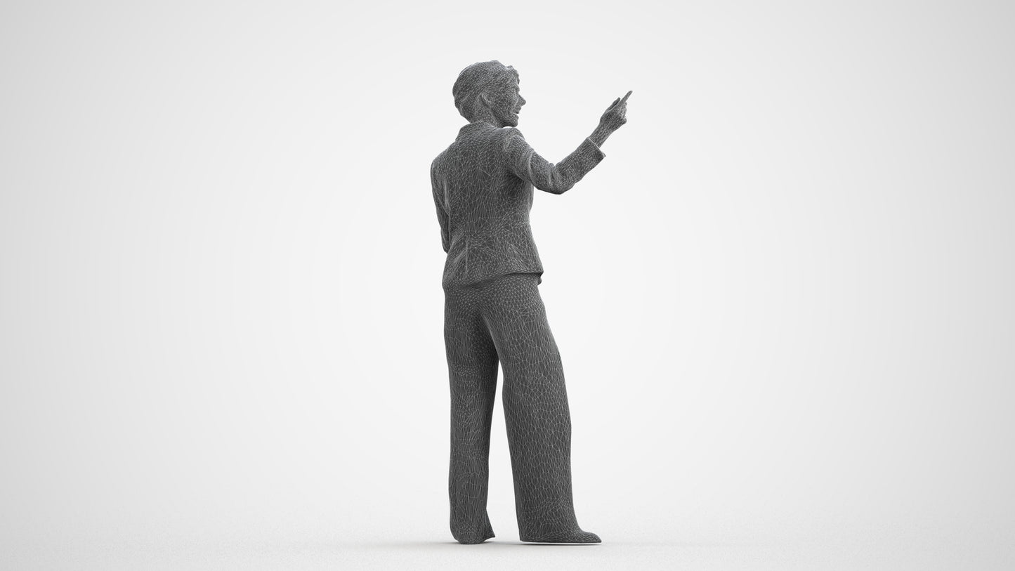 scanned 3D woman business, photogrammetry people for Enscape and V-Ray, wireframe front view