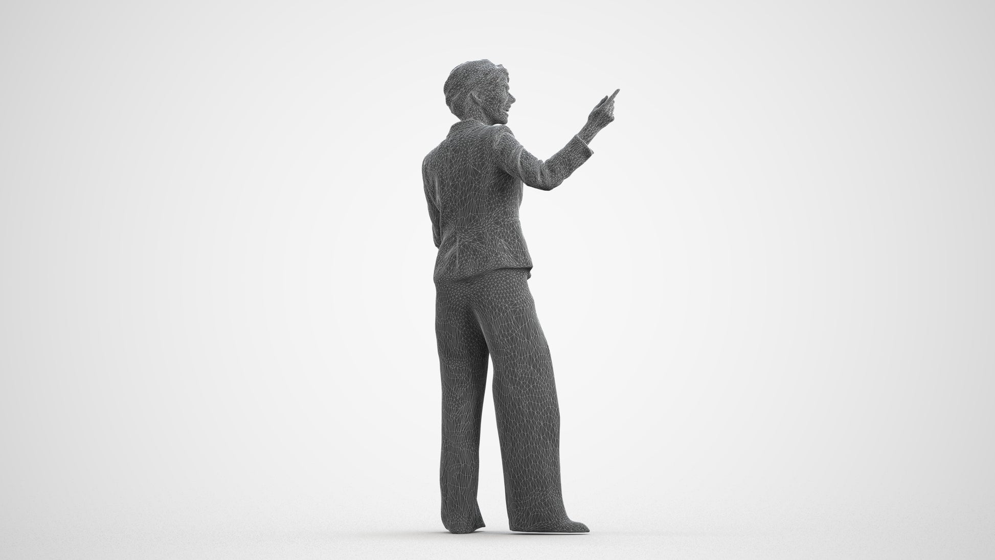 scanned 3D woman business, photogrammetry people for Enscape and V-Ray, wireframe front view
