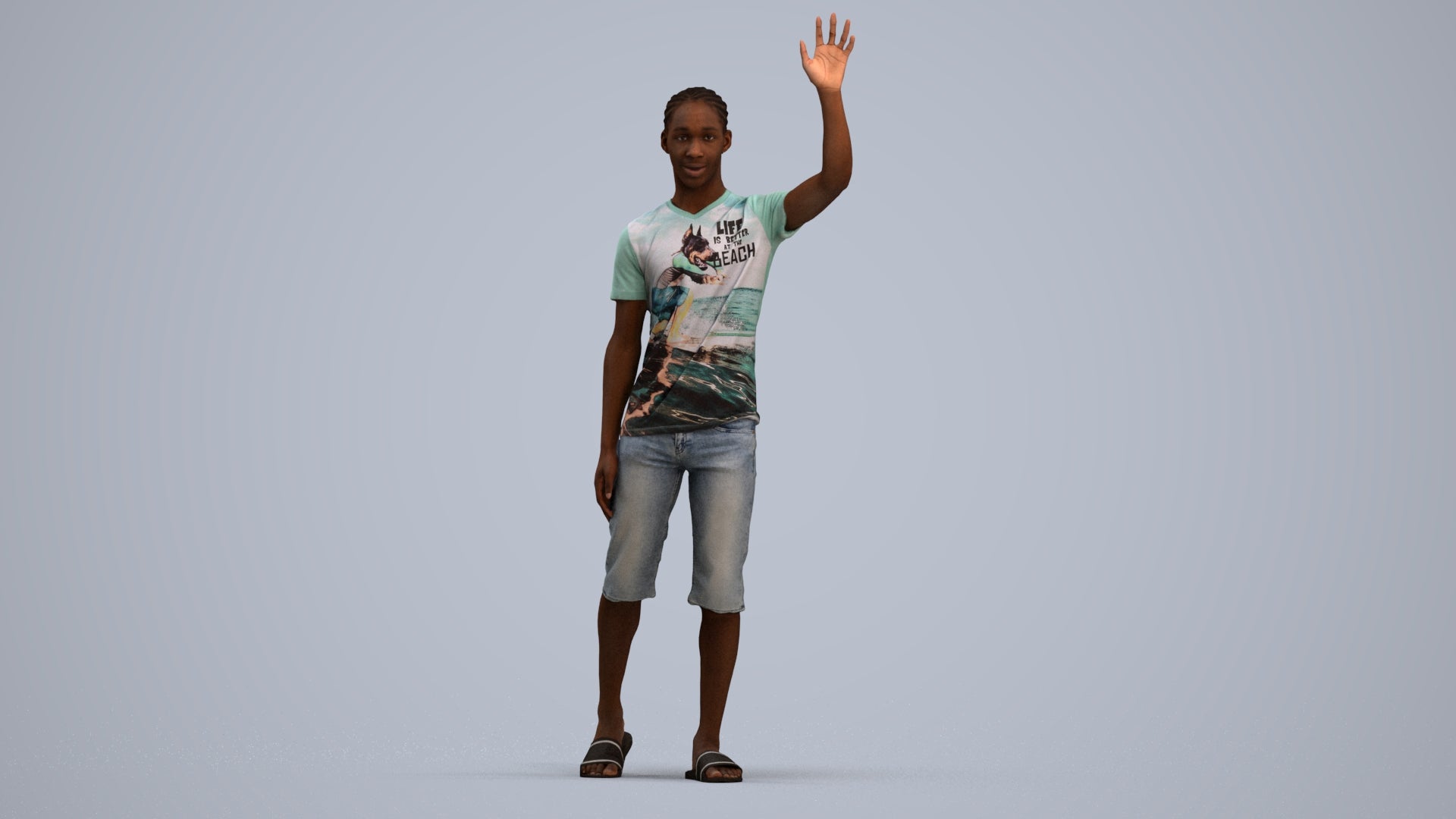 realistic 3D human boy casual kids, archviz people FBX OBJ for Blender, standing pose render