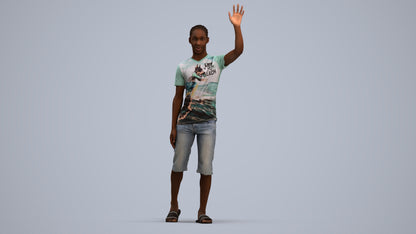 realistic 3D human boy casual kids, archviz people FBX OBJ for Blender, standing pose render