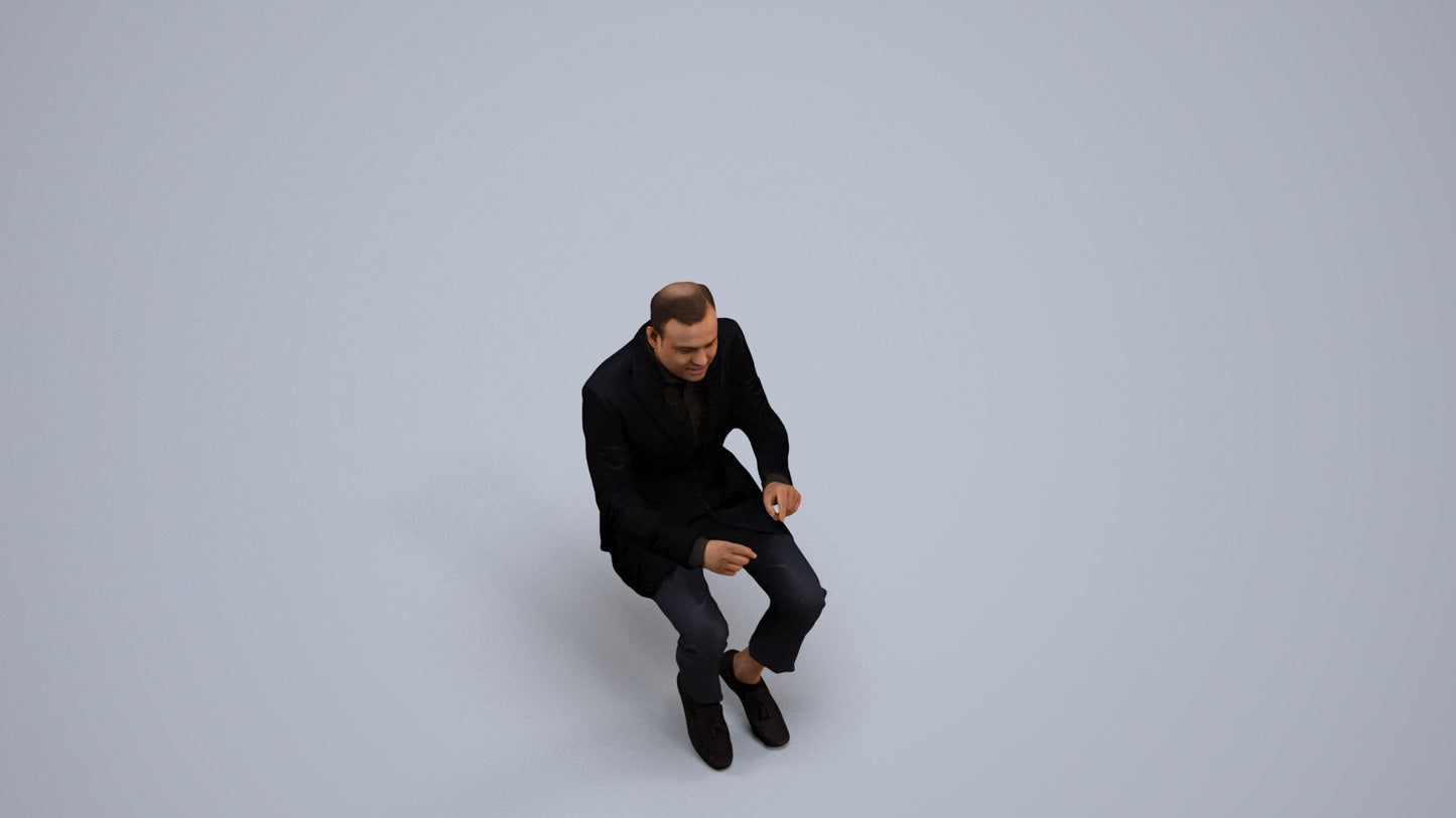 realistic 3D man business, scanned archviz people for Blender and 3ds Max, back view render