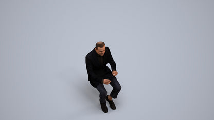 realistic 3D man business, scanned archviz people for Blender and 3ds Max, back view render