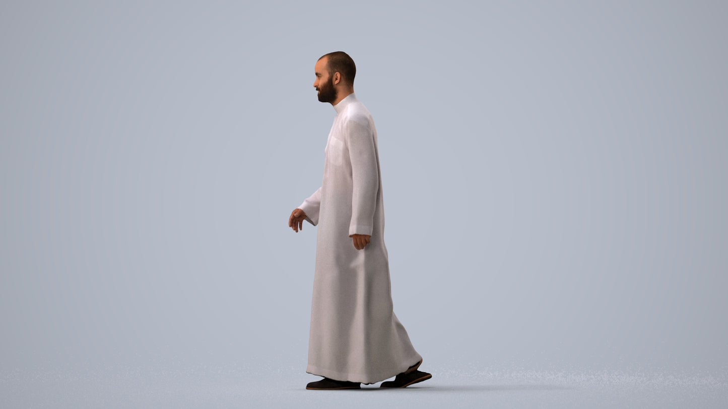 scanned 3D man walking, photogrammetry people for Enscape and V-Ray, three-quarter view render