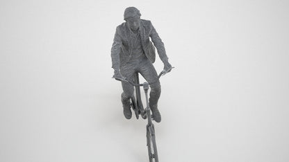 scanned 3D man business cycling, photogrammetry people for Enscape and V-Ray, wireframe three-quarter view