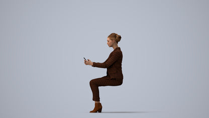 3D scanned woman business, photorealistic archviz people for Enscape and SketchUp, three-quarter view render