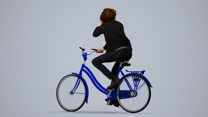 3D people model man casual cycling, scanned human for 3ds Max rendering, side view render