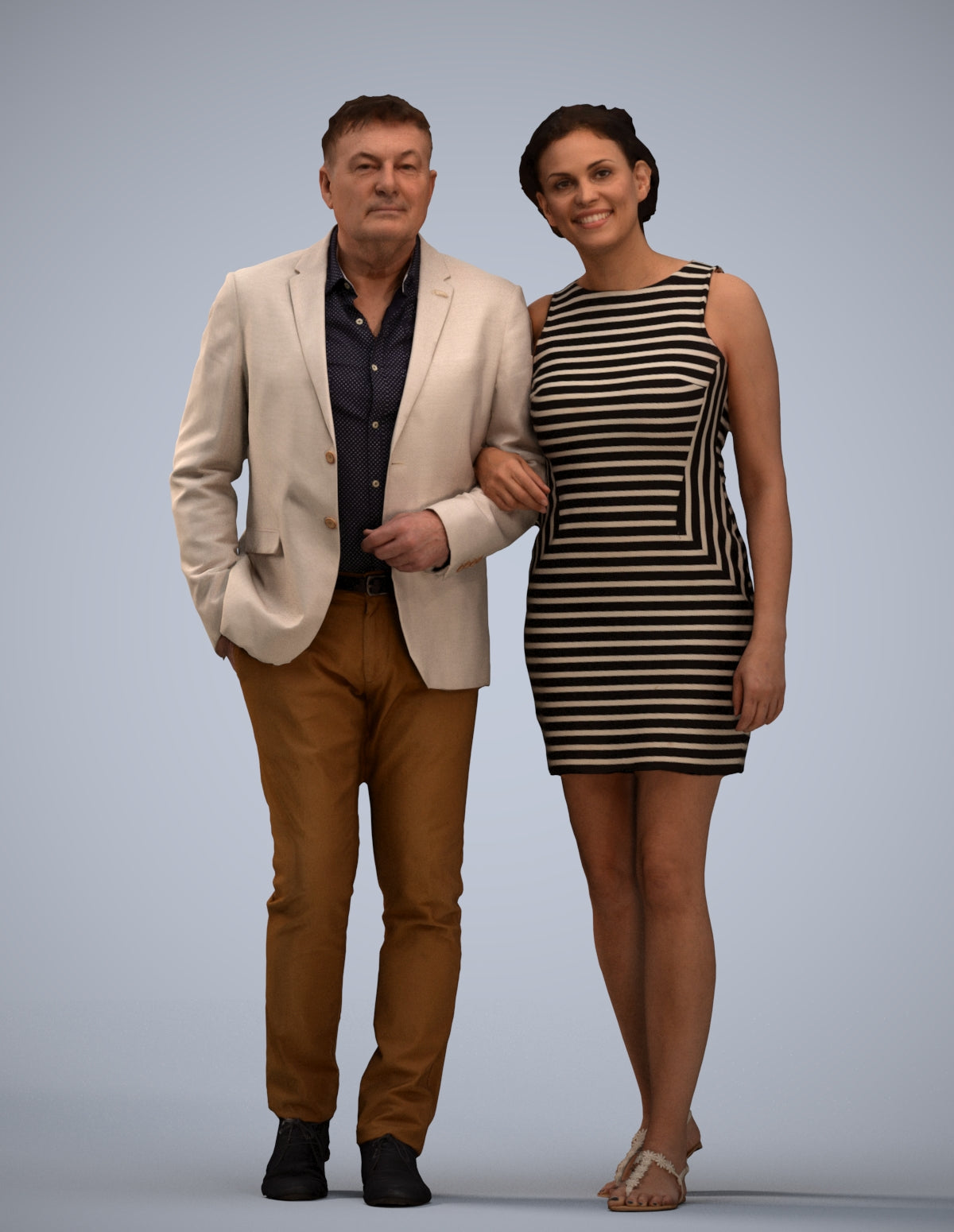 3D people model woman casual couple, scanned human for 3ds Max rendering