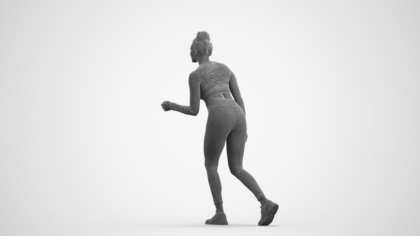 realistic 3D people woman sport, render-ready for V-Ray and Corona, FBX OBJ, wireframe front view
