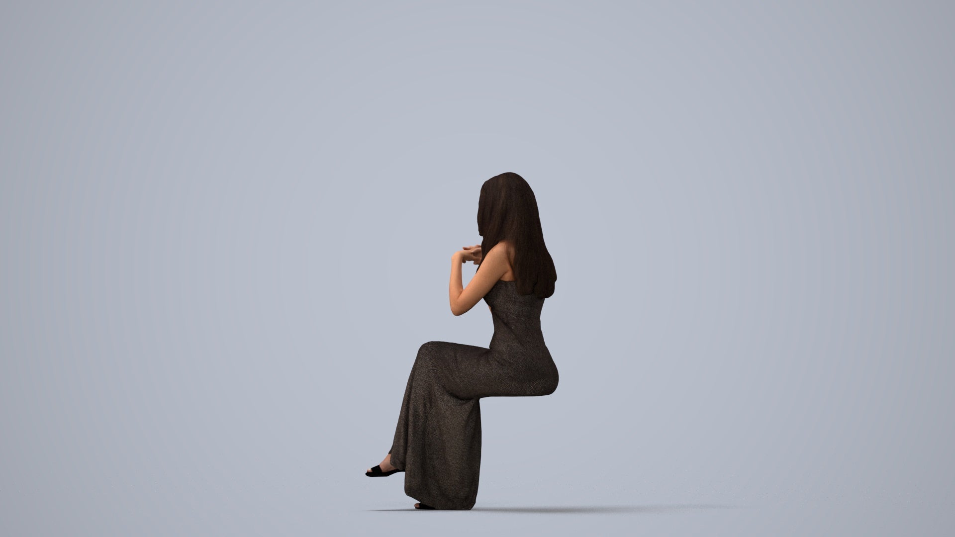 scanned 3D woman business formal, photogrammetry people for Enscape and V-Ray, three-quarter view render