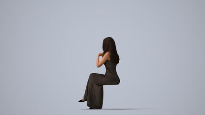 scanned 3D woman business formal, photogrammetry people for Enscape and V-Ray, three-quarter view render