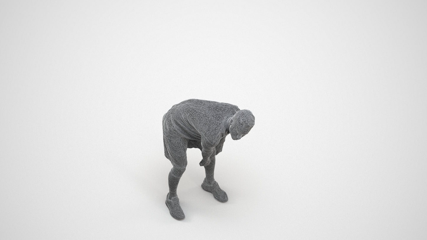 scanned 3D man sport, photogrammetry people for Enscape and V-Ray, wireframe three-quarter view