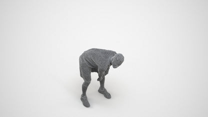 scanned 3D man sport, photogrammetry people for Enscape and V-Ray, wireframe three-quarter view