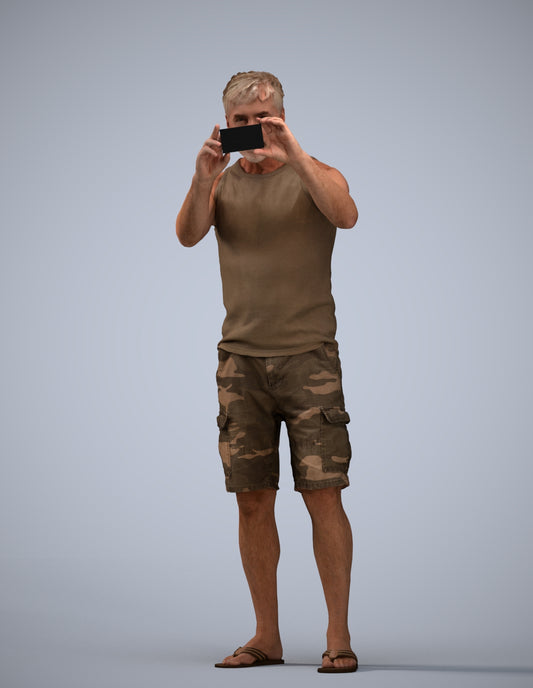 realistic 3D man casual standing, scanned archviz people for Blender and 3ds Max