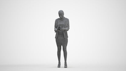 3D people model woman business, scanned human for 3ds Max rendering, three-quarter front view render