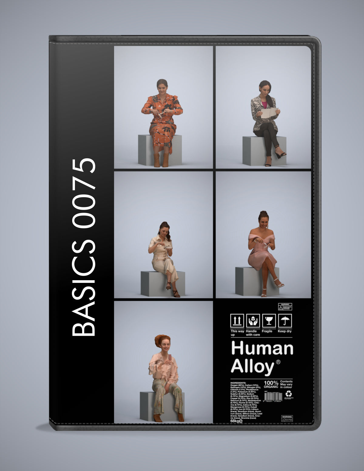 photogrammetry 3D people sitting collection, 5 realistic human models archviz FBX