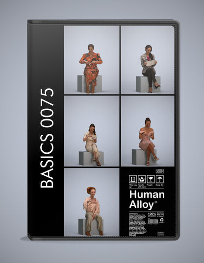 photogrammetry 3D people sitting collection, 5 realistic human models archviz FBX