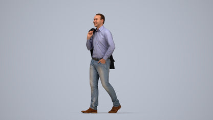realistic 3D man business standing, scanned archviz people for Blender and 3ds Max, top-down view render