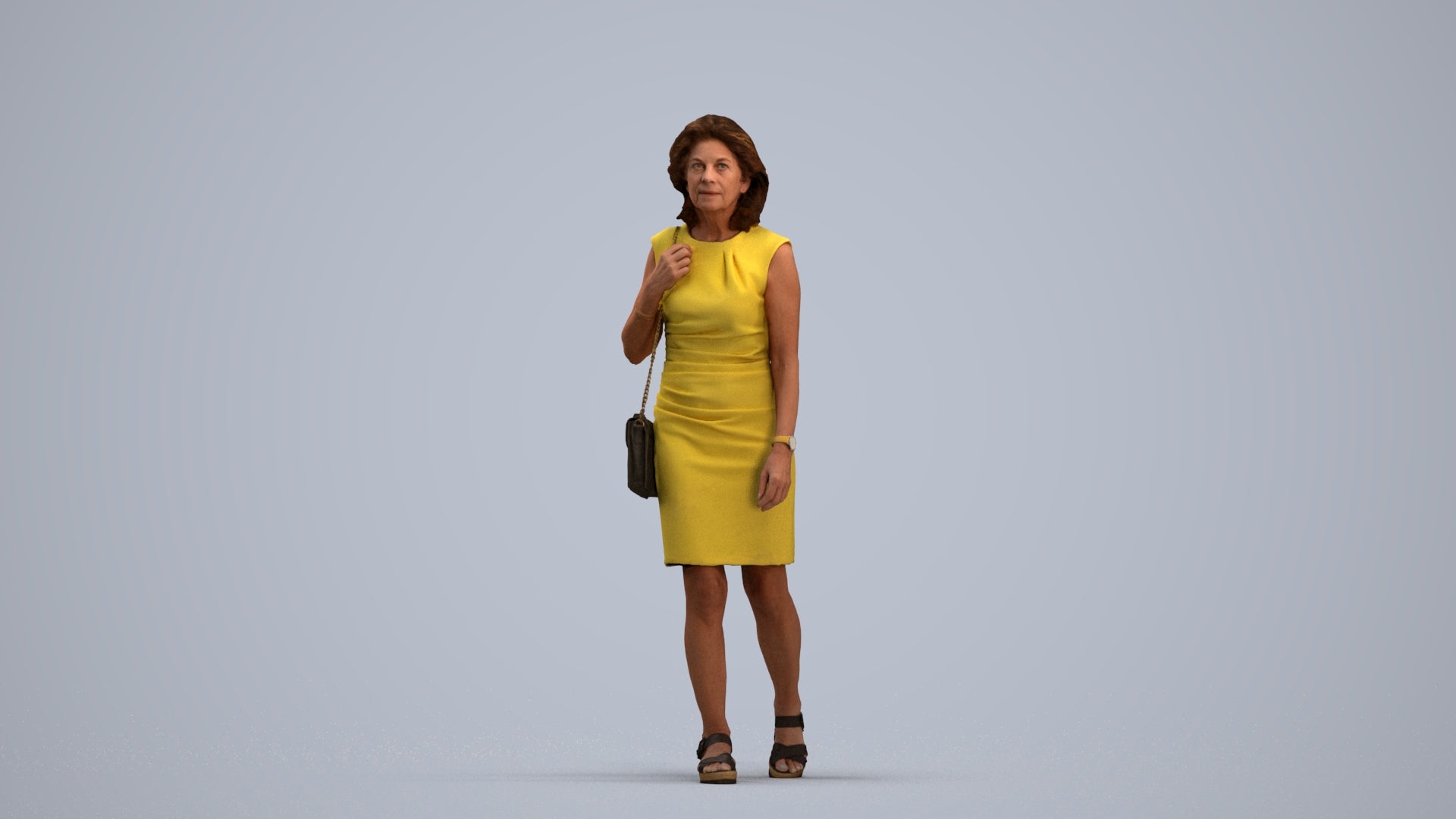 realistic 3D people woman business walking, render-ready for V-Ray and Corona, FBX OBJ, standing pose render
