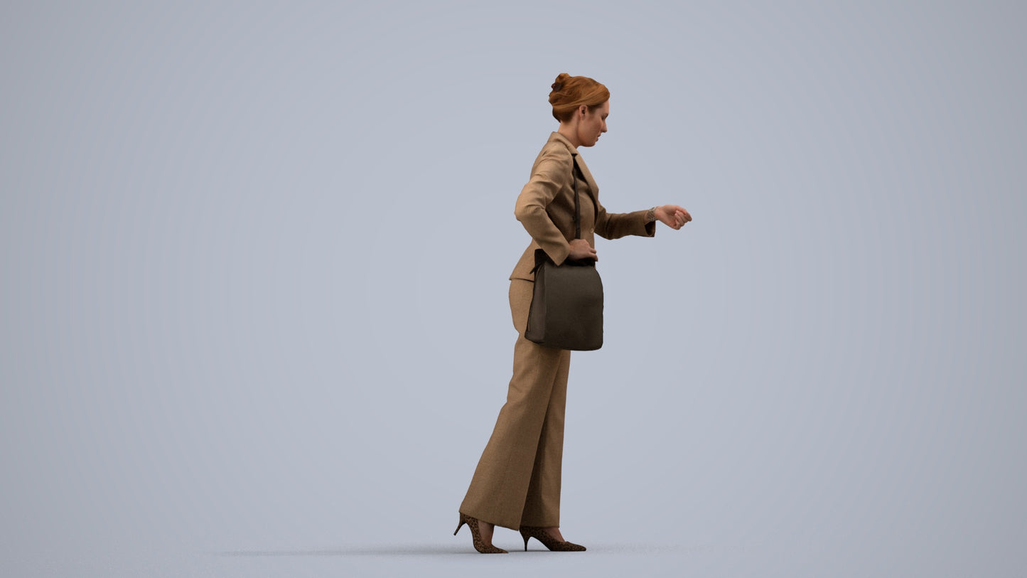 realistic 3D people woman business mix, render-ready for V-Ray and Corona, FBX OBJ, side view render
