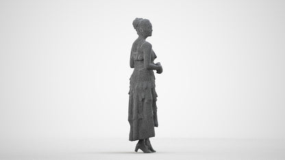 scanned 3D woman formal formalaffairs, photogrammetry people for Enscape and V-Ray, wireframe side view