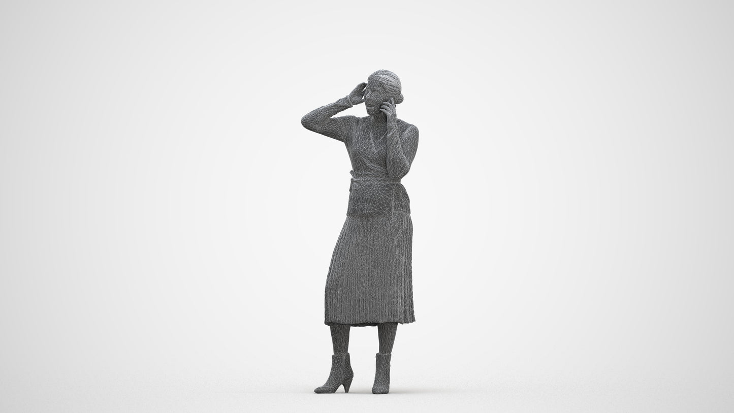 3D people model woman casual standing, scanned human for 3ds Max rendering, three-quarter front view render