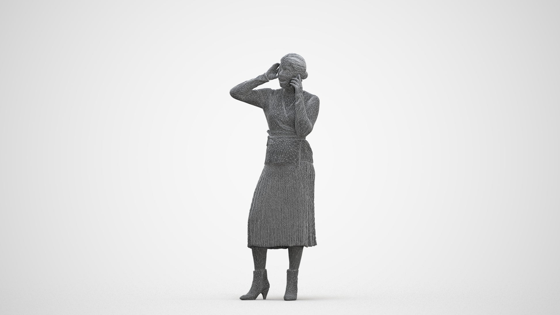 3D people model woman casual standing, scanned human for 3ds Max rendering, three-quarter front view render