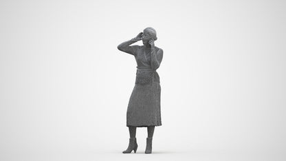3D people model woman casual standing, scanned human for 3ds Max rendering, three-quarter front view render