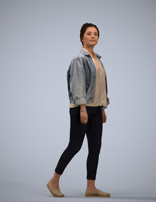 realistic 3D people woman casual walking, render-ready for V-Ray and Corona, FBX OBJ