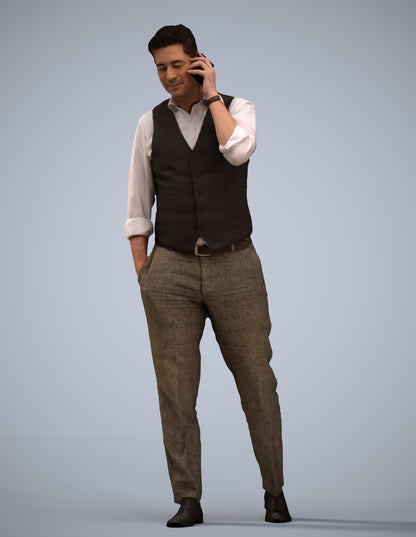 3D human model man business walking, photogrammetry scanned person for archviz