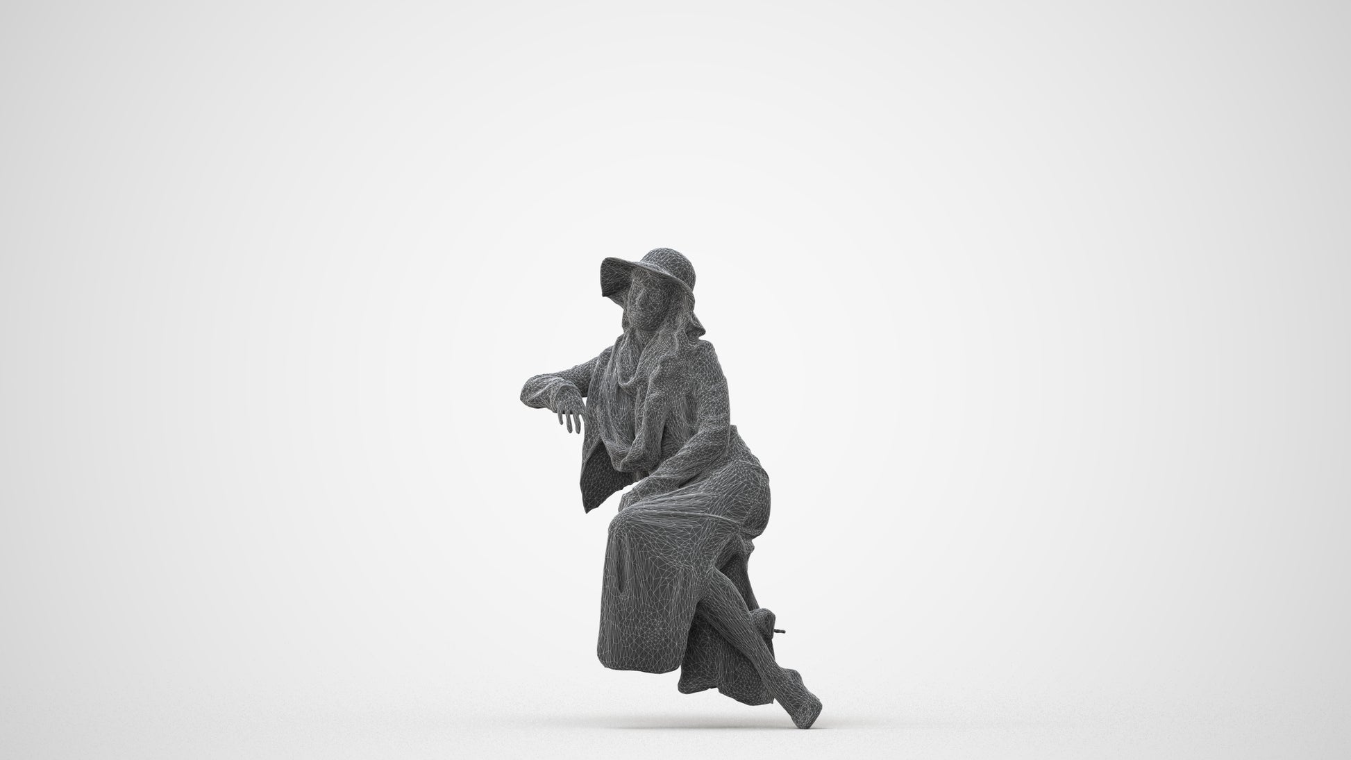 realistic 3D woman casual sitting, scanned archviz people for Blender and 3ds Max, square thumbnail