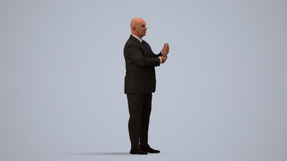scanned 3D senior man business, photogrammetry people for Enscape and V-Ray, side view render