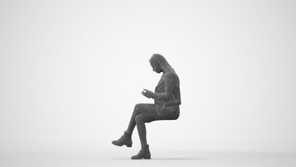 realistic 3D people woman casual sitting, render-ready for V-Ray and Corona, FBX OBJ, square thumbnail