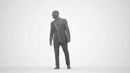 photogrammetry 3D man business, realistic human model archviz FBX, wireframe back view