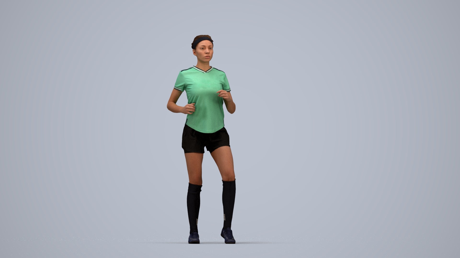 scanned 3D woman sport, photogrammetry people for Enscape and V-Ray, top-down view render