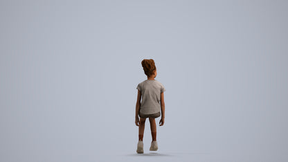 3D people model girl casual kids, scanned human for 3ds Max rendering, front view render