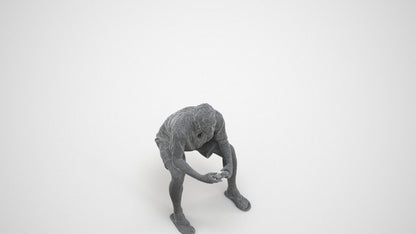 scanned 3D man casual sitting, photogrammetry people for Enscape and V-Ray, wireframe three-quarter view