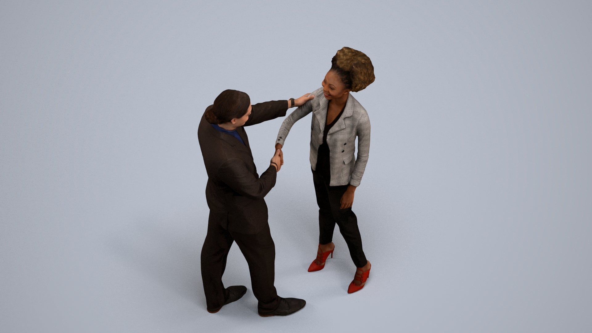 scanned 3D woman business, photogrammetry people for Enscape and V-Ray, back view render
