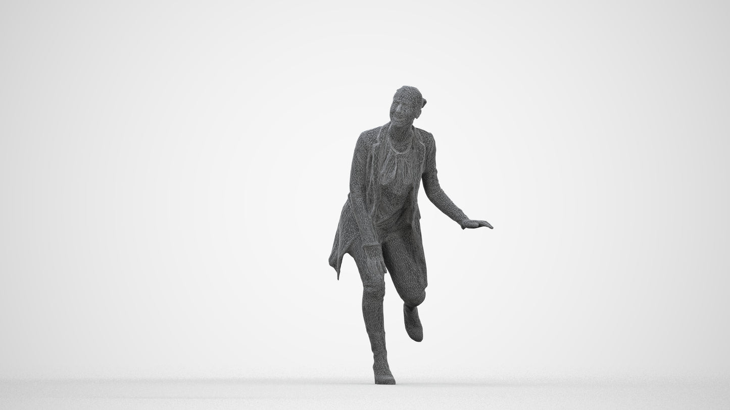 realistic 3D people woman business standing, render-ready for V-Ray and Corona, FBX OBJ, wireframe back view