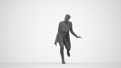 realistic 3D people woman business standing, render-ready for V-Ray and Corona, FBX OBJ, wireframe back view