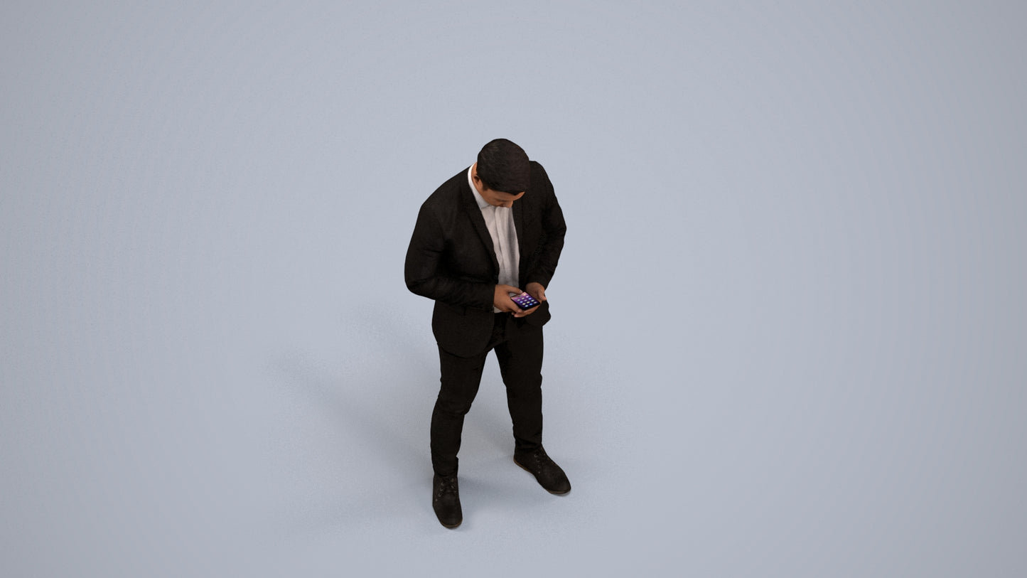 realistic 3D man business, scanned archviz people for Blender and 3ds Max, back view render