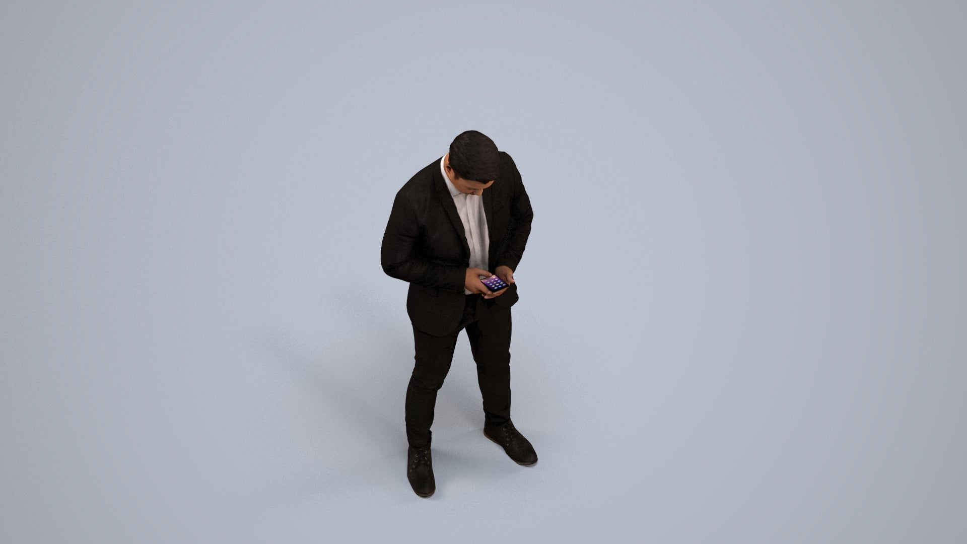realistic 3D man business, scanned archviz people for Blender and 3ds Max, back view render