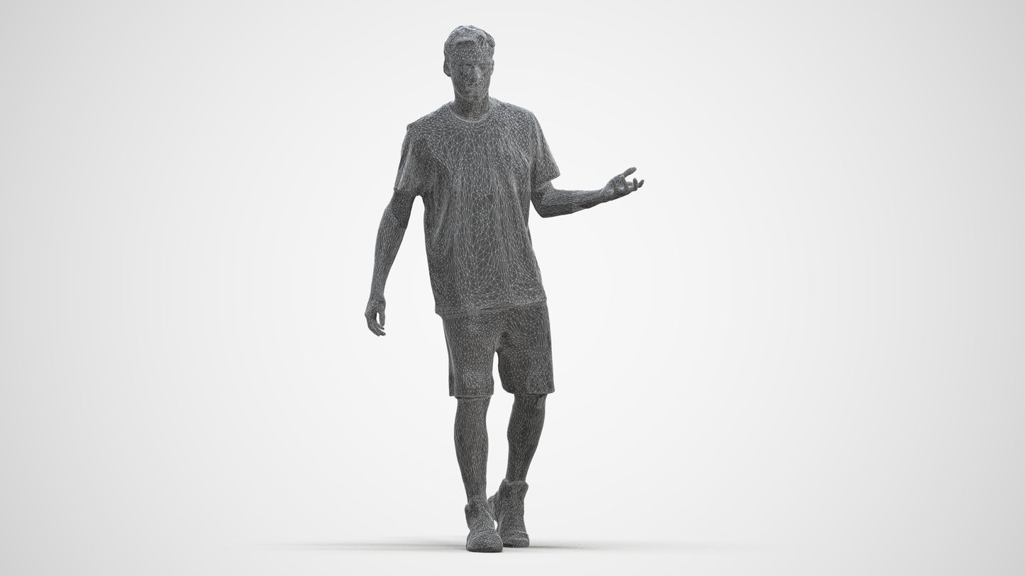 realistic 3D man sport, scanned archviz people for Blender and 3ds Max, three-quarter front view render