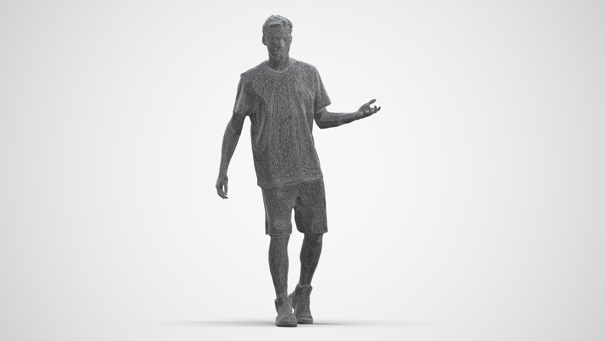 realistic 3D man sport, scanned archviz people for Blender and 3ds Max, three-quarter front view render