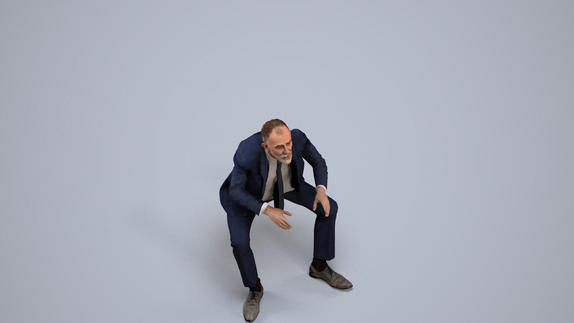 3D scanned senior man business, photorealistic archviz people for Enscape and SketchUp, back view render