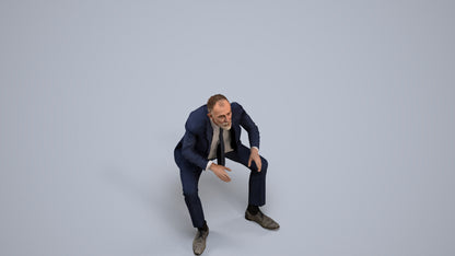3D scanned senior man business, photorealistic archviz people for Enscape and SketchUp, back view render