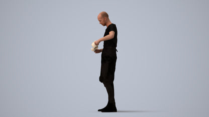 3D scanned man standing, photorealistic archviz people for Enscape and SketchUp, three-quarter view render