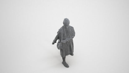 realistic 3D woman casual walking, scanned archviz people for Blender and 3ds Max, wireframe three-quarter view