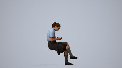 realistic 3D girl mix, scanned archviz people for Blender and 3ds Max, side view render